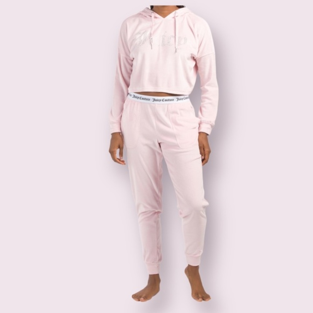 Juicy Couture Velour Cropped Top & Jogger Pajama Set